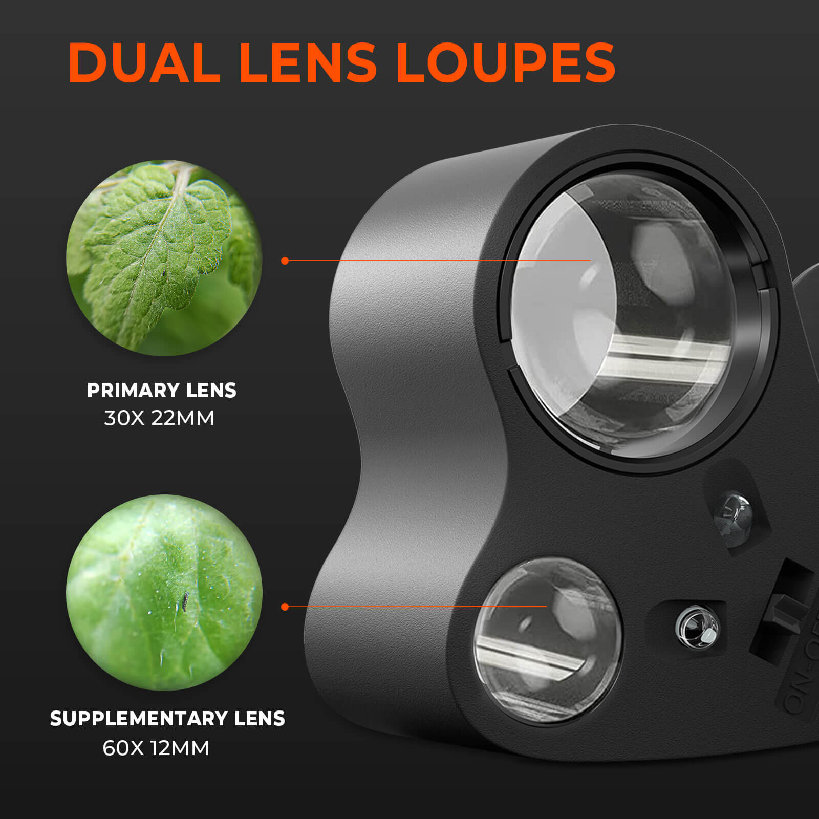 2 Pieces Jewelers Loupe 30X 60X 90X Jewelers Eye Loupe Magnifier Jewelry  Magnifying Glass Loop LED Light