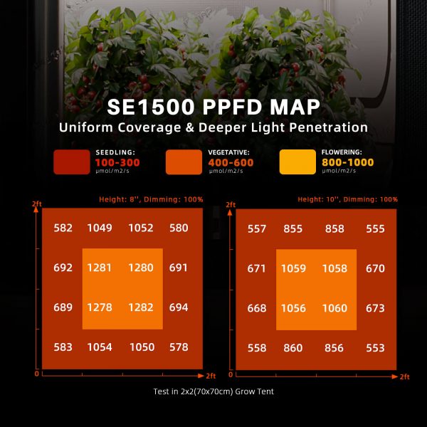 SE1500 EVO PPFD MAP-70x70cm